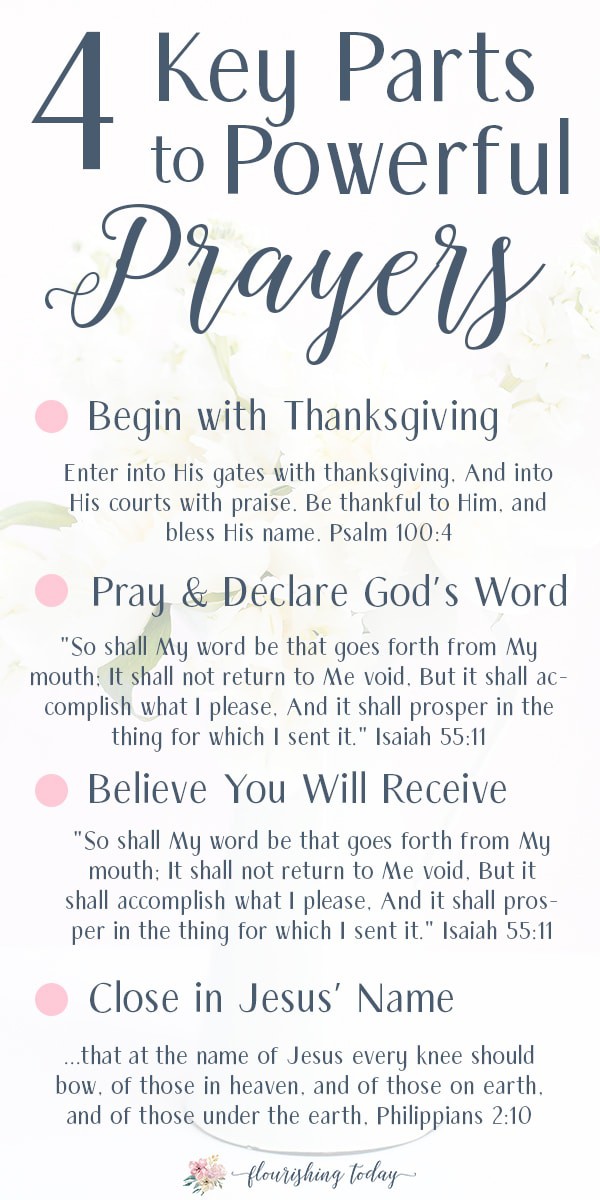 Do you want to pray powerful prayers? Whether you're just beginning to pray to God or have praying for years, this 4 step prayer structure will help your prayers to be more powerful and intentional. Don't forget your FREE printable bookmark! #freeprintable #prayer #powerfulprayer #pray #scriptures