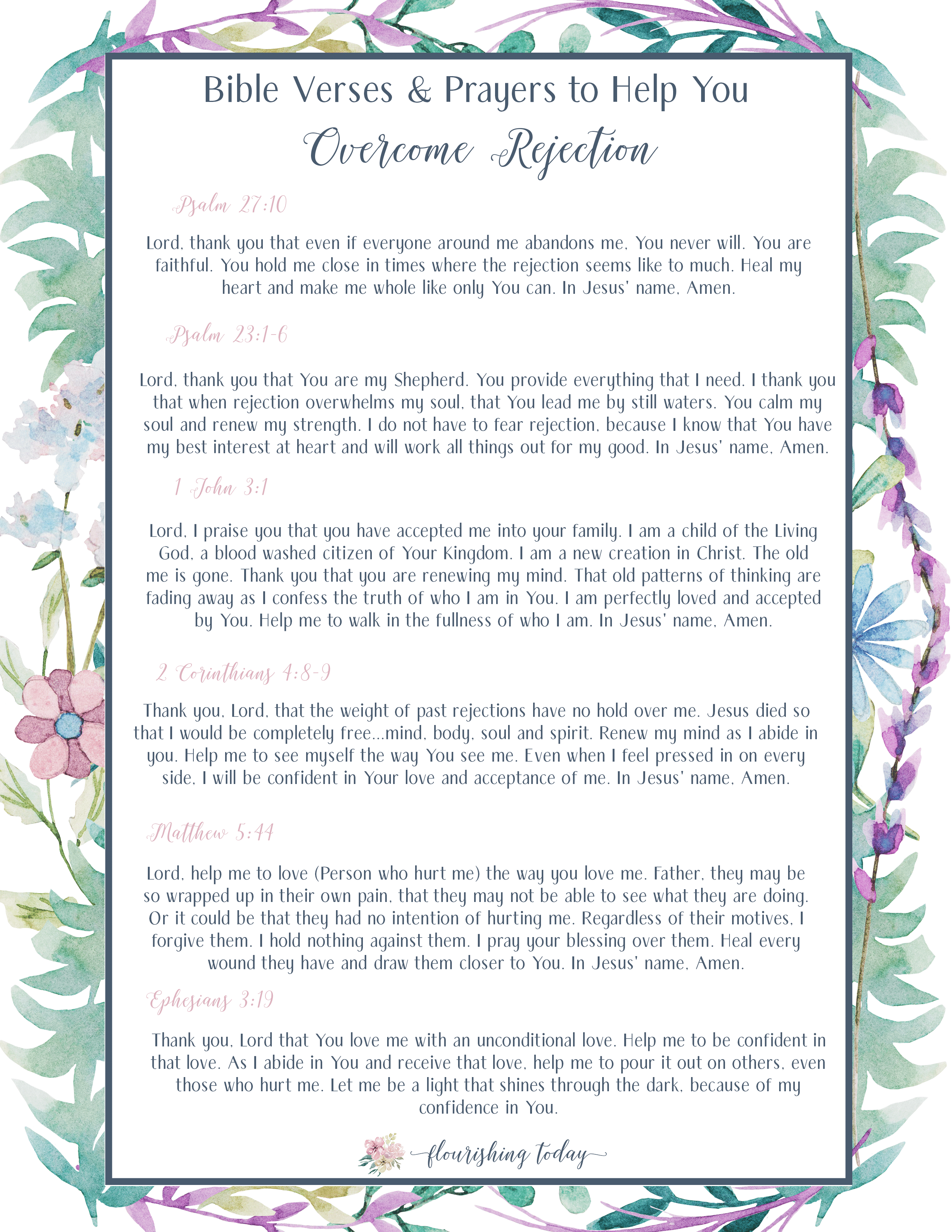 Are you struggling to overcome rejection in your life? Are past wounds keeping you from flourishing relationships? Here are 6 Bible verses and confession to help you overcome rejection in life. #bibleverses #scriptures #prayers #freeprintable