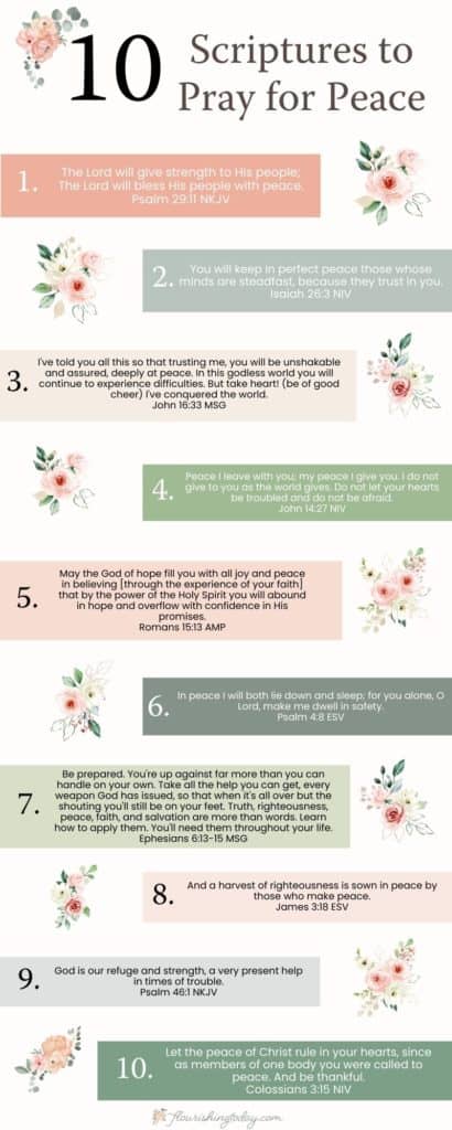 10 scriptures to pray for peace color boxes and flowers